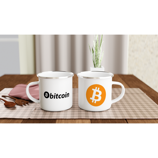 Bitcoin - White 12oz Enamel Mug